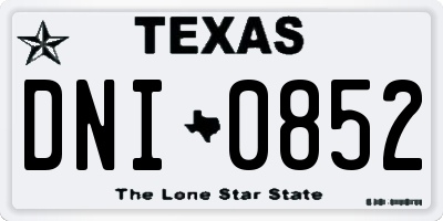 TX license plate DNI0852