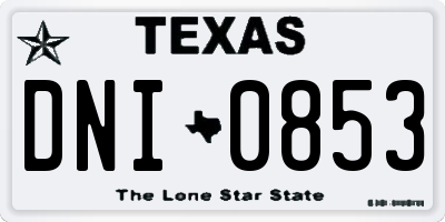 TX license plate DNI0853