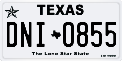 TX license plate DNI0855