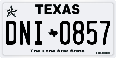 TX license plate DNI0857
