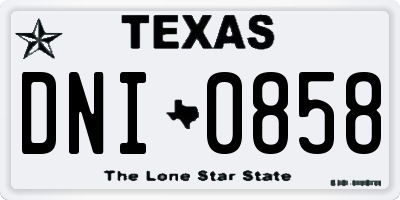 TX license plate DNI0858
