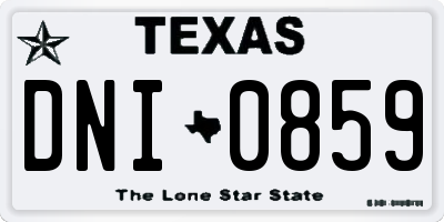 TX license plate DNI0859