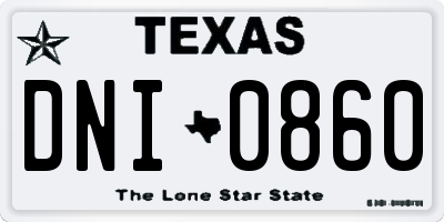 TX license plate DNI0860