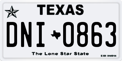 TX license plate DNI0863