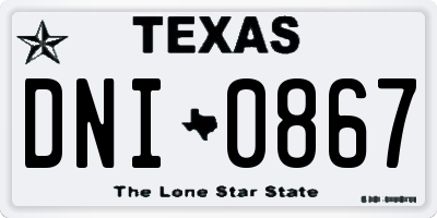 TX license plate DNI0867