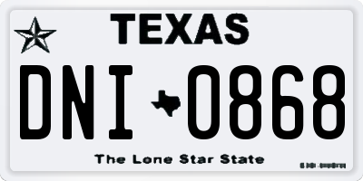 TX license plate DNI0868