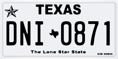 TX license plate DNI0871