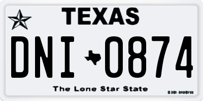 TX license plate DNI0874