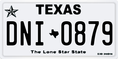 TX license plate DNI0879