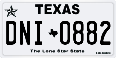 TX license plate DNI0882