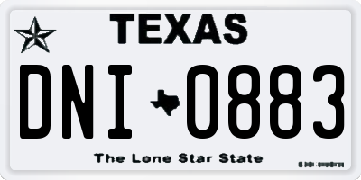TX license plate DNI0883