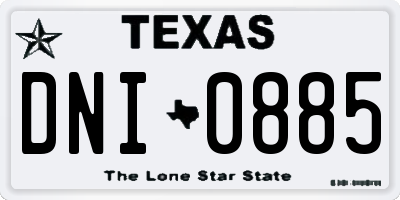 TX license plate DNI0885