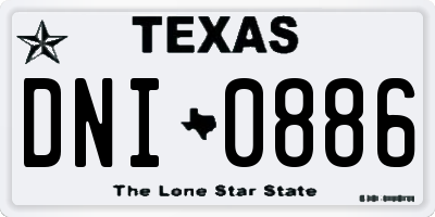 TX license plate DNI0886