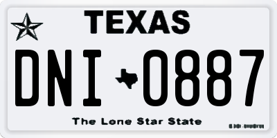 TX license plate DNI0887