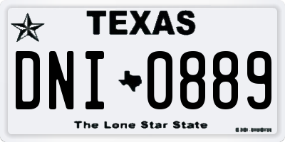 TX license plate DNI0889