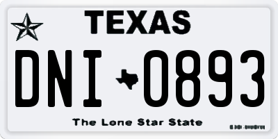TX license plate DNI0893