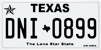 TX license plate DNI0899
