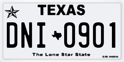 TX license plate DNI0901