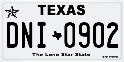 TX license plate DNI0902