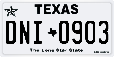 TX license plate DNI0903