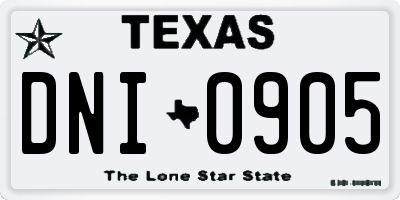 TX license plate DNI0905