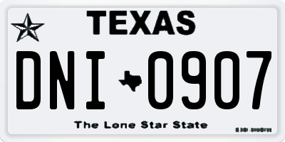 TX license plate DNI0907