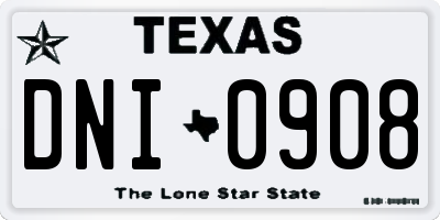 TX license plate DNI0908