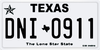 TX license plate DNI0911
