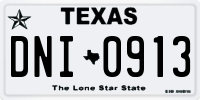 TX license plate DNI0913