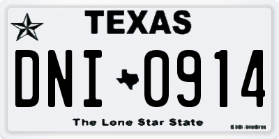 TX license plate DNI0914