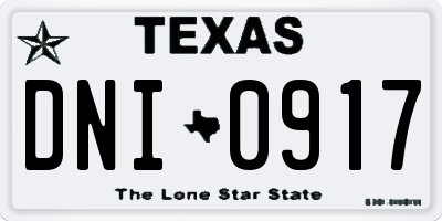 TX license plate DNI0917