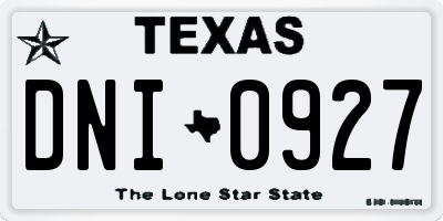 TX license plate DNI0927