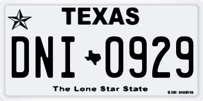 TX license plate DNI0929