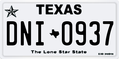 TX license plate DNI0937