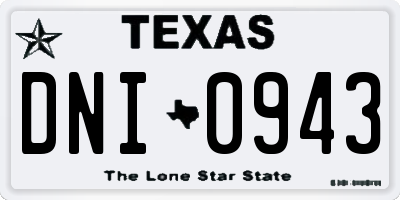 TX license plate DNI0943