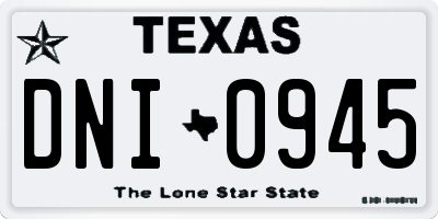 TX license plate DNI0945