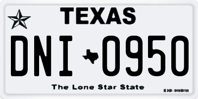 TX license plate DNI0950