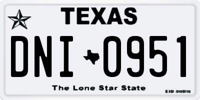 TX license plate DNI0951