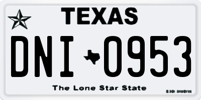 TX license plate DNI0953