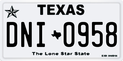 TX license plate DNI0958