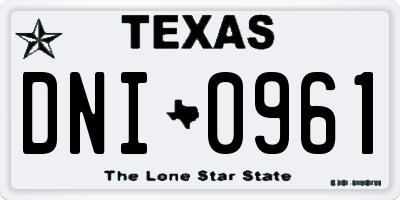 TX license plate DNI0961