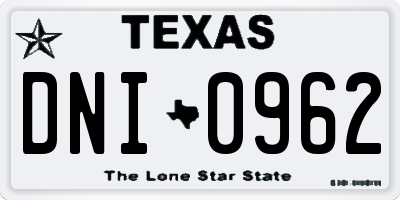 TX license plate DNI0962
