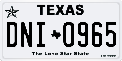 TX license plate DNI0965