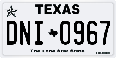 TX license plate DNI0967