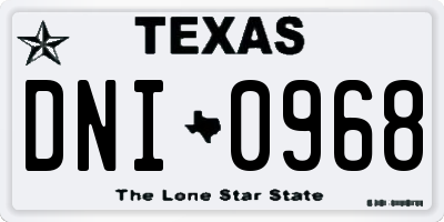 TX license plate DNI0968