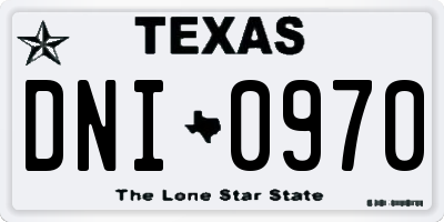 TX license plate DNI0970