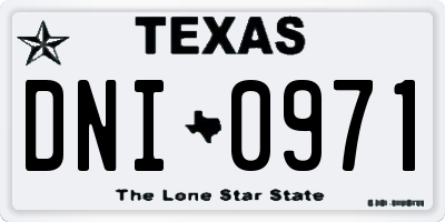 TX license plate DNI0971