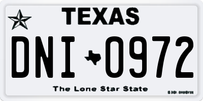 TX license plate DNI0972