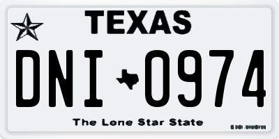 TX license plate DNI0974