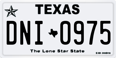 TX license plate DNI0975
